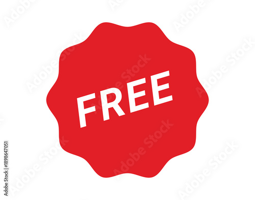 Free label. Red badge sticker design with the free vector header. Round EPS10 icon
