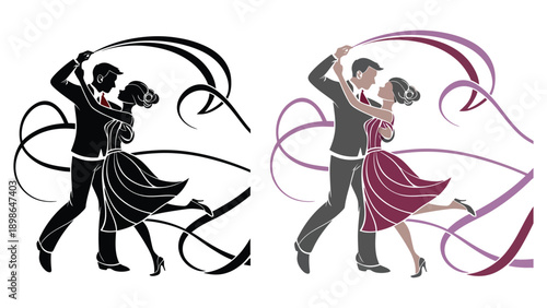 A couple dancing together in a beautiful and elegant fashion