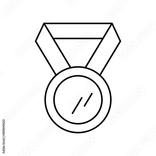 Minimal line-art medal icon on a ribbon, clean and elegant, designed for awards, achievements, rankings, and success themes. Perfect for apps, websites, UI design, badges,branding. Vector EPS 10.