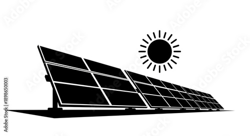 Solar panels generating clean energy under sunny sky