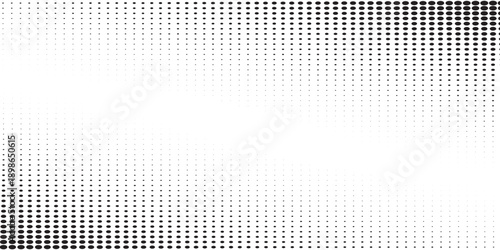 Grunge halftone gradient background. Faded grit noise texture. White and black sand wallpaper. Retro pixelated backdrop. Anime or manga style comic overlay. Vector illustration