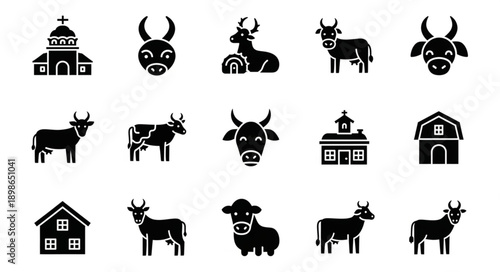 Collection of Farm and Animal Icons.