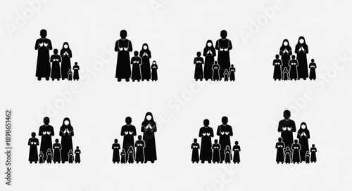 Diverse Group of People Silhouettes Standing Together.