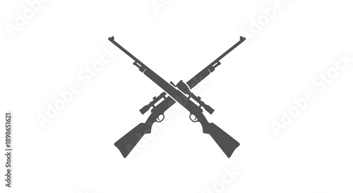 Silhouette of Two Crossed Sniper Rifles with Scopes Symbolizing Hunting or Military