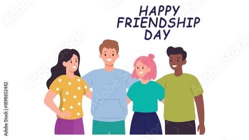 Diverse group of smiling young friends celebrating friendship day together