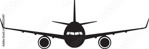 Black airplane silhouette with white background