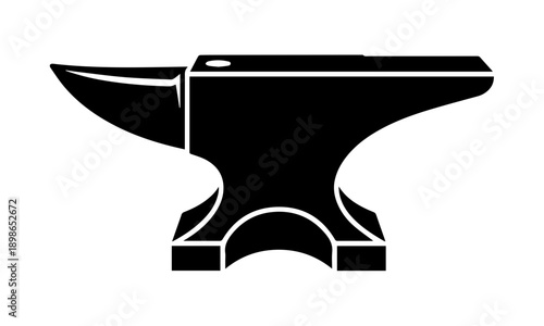 Icon anvil for blacksmith. Symbol blacksmith logo. Sign silhouette anvil. Heavy industry. Vector illustration