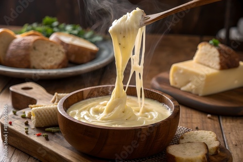 Traditional French Aligot Stretching Cheese – Ultra-Realistic Food Photography