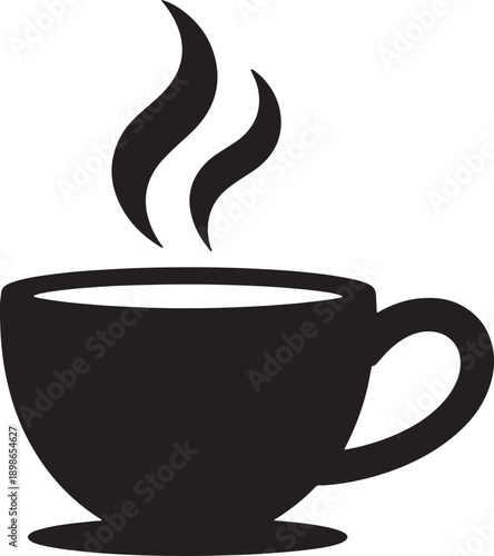 Black and white of a steaming cup of coffee