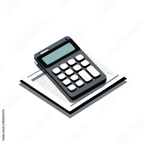 Calculator on Tax Document Paper Flat Vector Icon