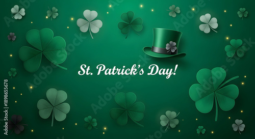 Celebrate St. Patrick's Day with festive green clover and top hat