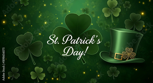 Celebrate St. Patrick's Day with lucky green hat and shamrocks