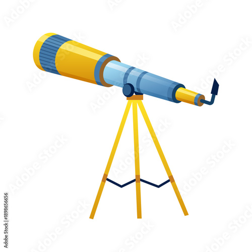 Telescope for space exploration, science discovery and astronomy studying. Equipment for watching on cosmos. Education spyglass for research stars