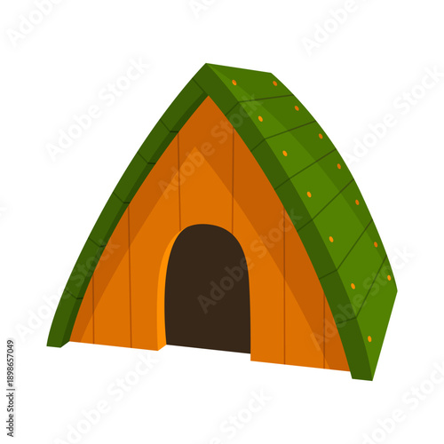 Dog house icon. Cartoon pet accessory. Petshop supermarket item. Empty pet home with roof. House for domestic animal. Isolated flat vector illustration
