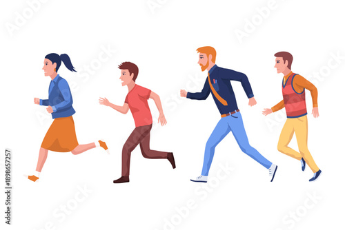 Pupils evacuation from school building flat color vector illustration. Students and staff emergency leaving. Kids follows escape route 2D cartoon characters with educational facility
