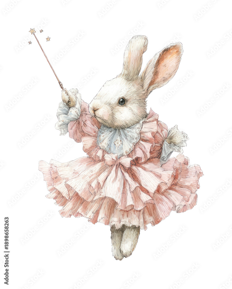 Fototapeta premium PNG Charming rabbit in magical attire.