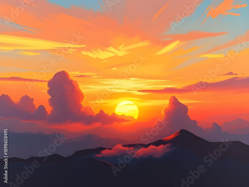 sunset, sky, clouds, horizon, dusk, twilight, evening, glow, reflection, light, warm, amber, crimson, blue, violet, pastel, gradient, atmosphere, mood, tranquil, serene, peaceful, dramatic, scenic, na