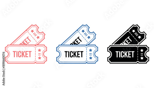 Colorful ticket in red blue and black tickets symbol symbols