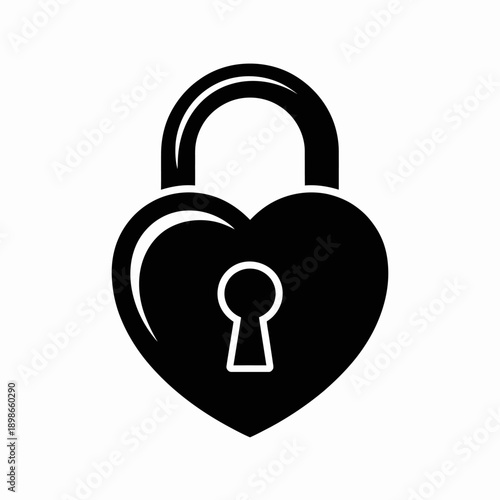Heart shaped padlock with keyhole icon symbol  love security concept