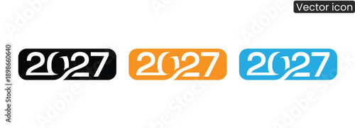 Set of modern 2027 year icons in black, orange, and blue colors for web and app design