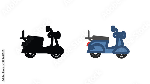 A blue and black scooter illustration on a white background