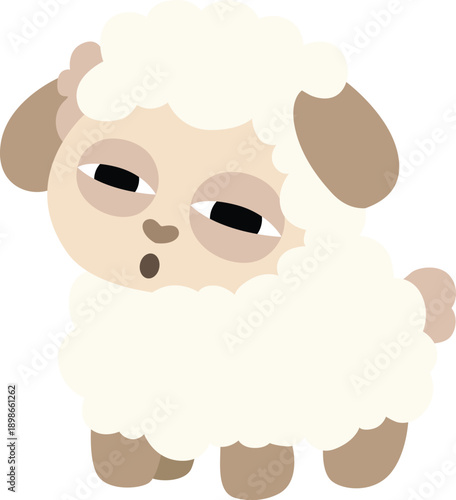 Adorable Little Sheep Feeling Very Sleepy and Tired