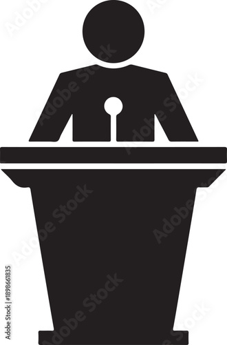 Silhouette Speaker at Podium Icon for Public Speaking
