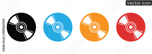 Vibrant disk icons in four colors on clean white background for business or tech projects