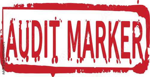 Red audit marker stamp with grungy texture on white  business verification symbol
