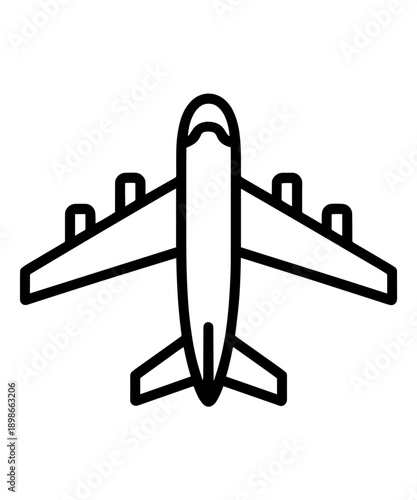 Airplane Top View Icon - Aviation, Air Travel, Flight