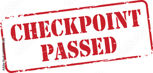 Red checkpoint passed stamp on white background for approval and verification purposes