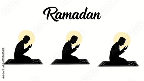 Silhouette of People Praying during Ramadan.