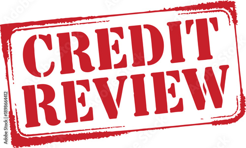 Red credit review stamp with white background and distressed edges
