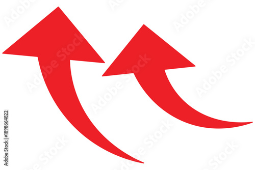 Curved red Arrow Pointing Up Growth . Red dark arrowhead vector icons. Isolated red curved arrow icon set.