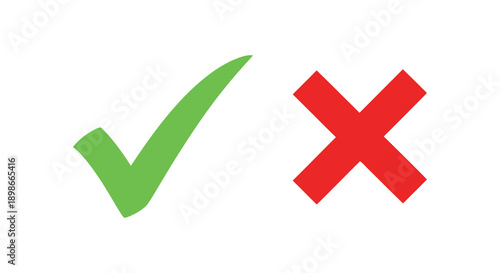 A vibrant illustration depicts a green checkmark and a red x symbolizing positive and negative affirmation silhouette high quality professional