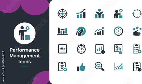 Collection of Performance Management Icons for Business and Career Growth