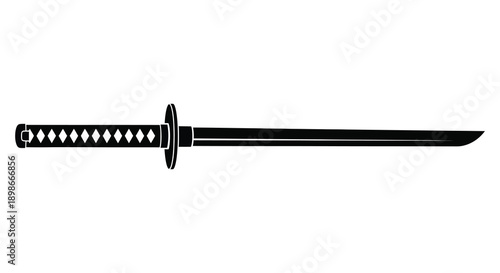 A striking black silhouette of a traditional japanese katana sword showcasing its elegant form and sharp blade silhouette high quality