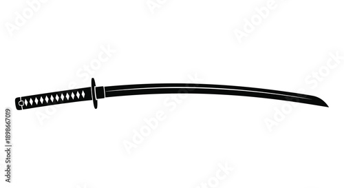 A striking depiction of a traditional japanese katana sword presented in a bold black silhouette high quality professional detailed modern