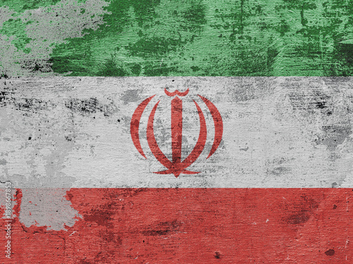 flag of the Islamic Republic of Iran painted on a stone wall