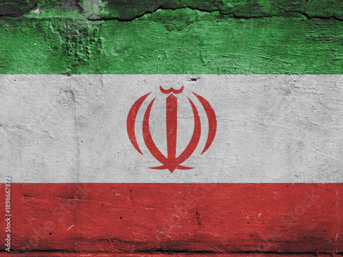 flag of the Islamic Republic of Iran painted on a stone wall