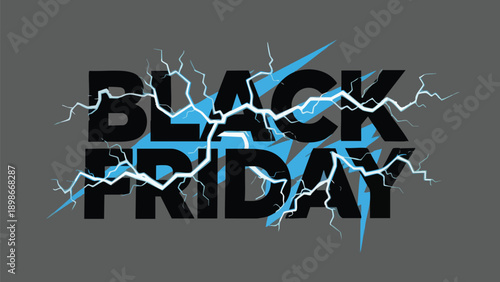 Bold text illustration of Black Friday sale with electric energy, shopping, discount, promotion, and excitement vector
