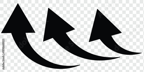 Black curved isolated arrow icon on white background. black  arrowhead vector icons. Isolated black curved arrow icon set. Simple black curved arrow icon pointing left. Long curved hand drawn arrow .