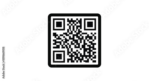 A stark black and white image showcases a complex qr code within a bordered square creating a striking silhouette