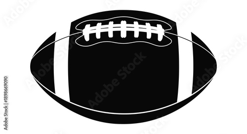 A striking graphic depicts an american football outlined in black and white showcasing a classic sports emblem silhouette high quality