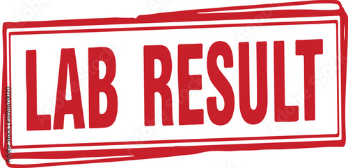 Red lab result stamp with white background and bold text