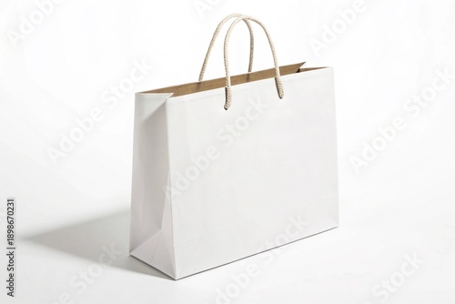 White Paper Shopping Bag Isolated on White Background