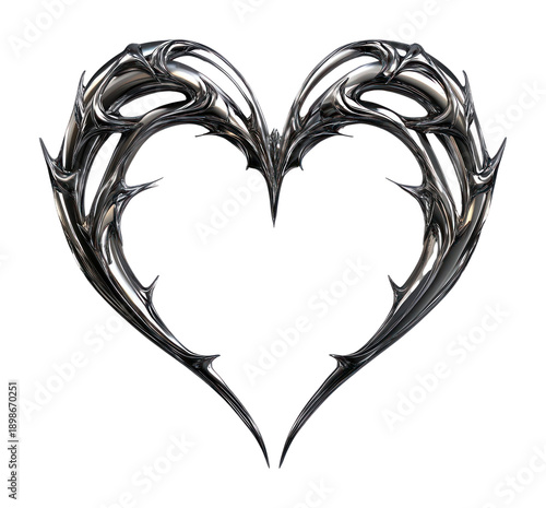 PNG Intricate metallic heart design.