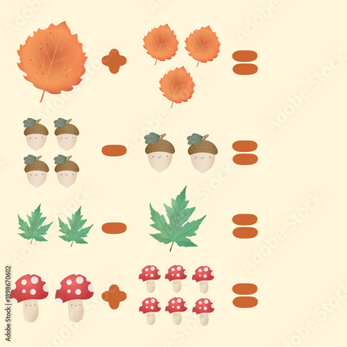 Autumn Math Game for Kids – Counting Forest Objects Worksheet