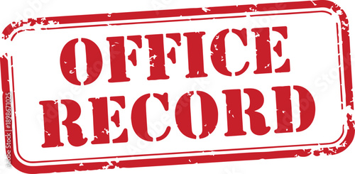 Red office record stamp with distressed texture on white  official document marker
