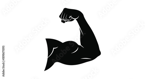 A striking black silhouette displays a flexed bicep muscle representing strength fitness and physical power silhouette high quality professional detailed